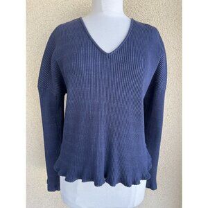 The Lady & Sailor Sweater  Size 1 Blue V-neck Relaxed Ribbed $168 New W Tags